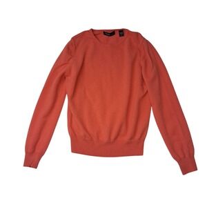 Valerie Stevens Sweater Womens Medium Orange 100% Cashmere Crewneck Fall Preppy